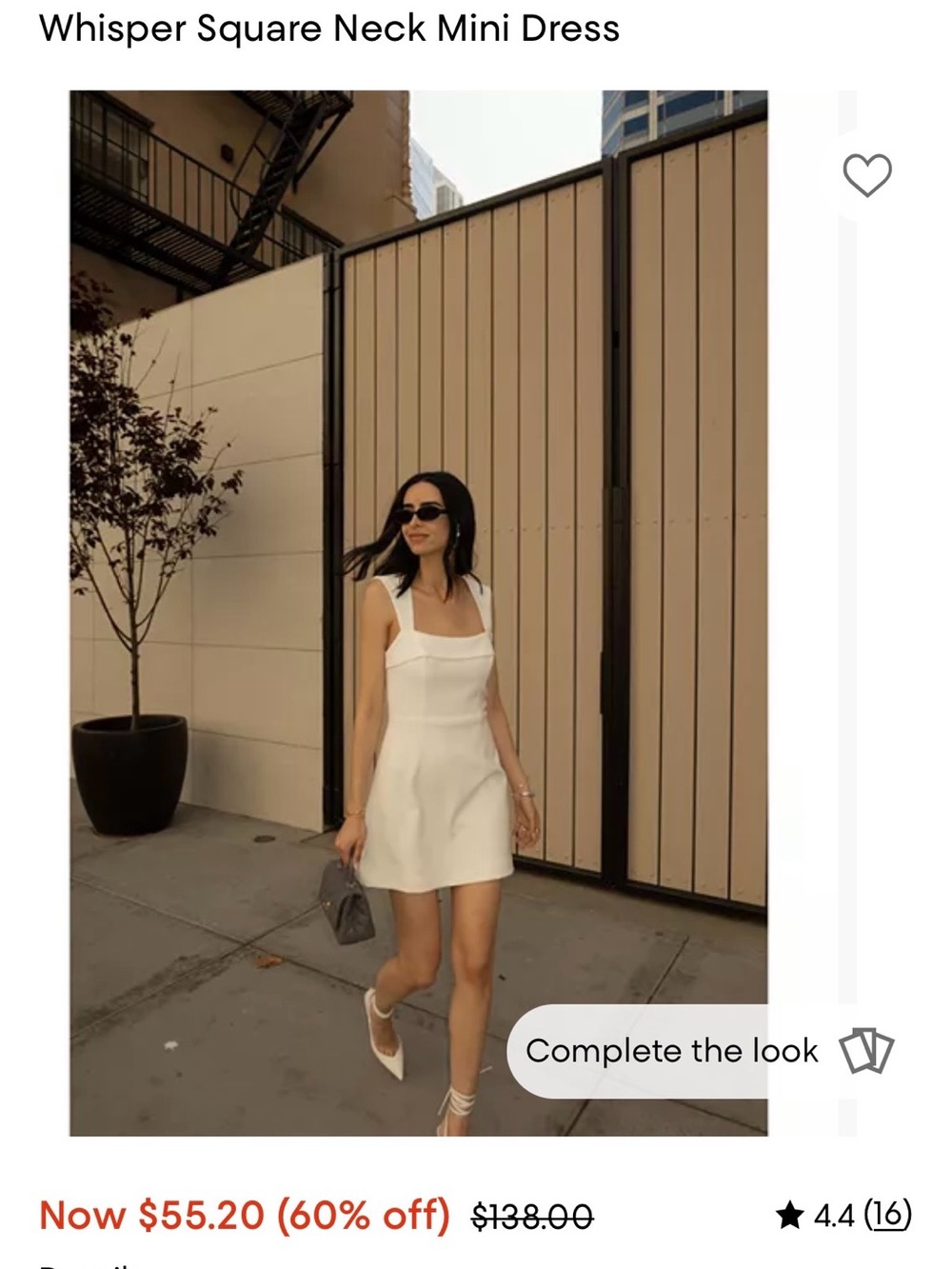 French Connection White Square Neck Mini Dress